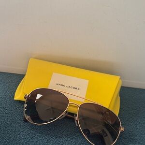 Marc Jacobs Gold Aviator Sunglasses with Yellow Case